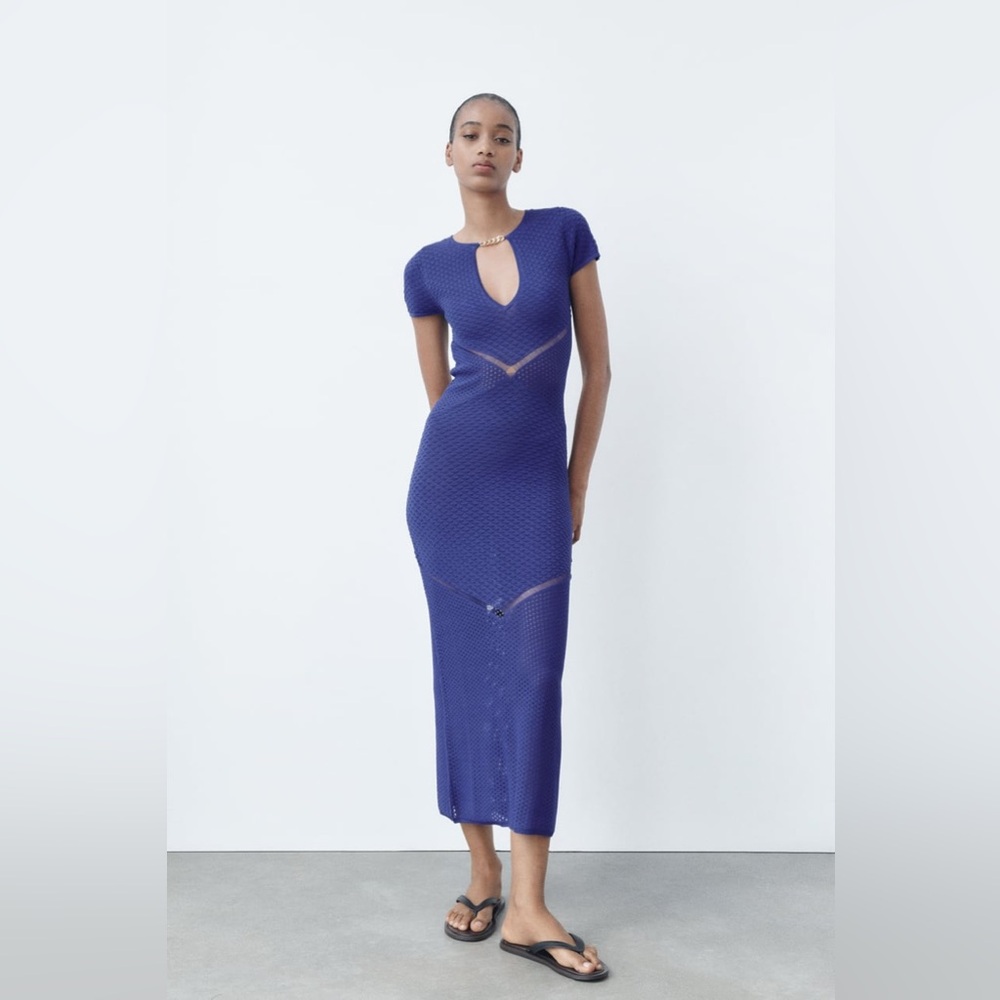 Zara Pointelle Knit Chain Dress